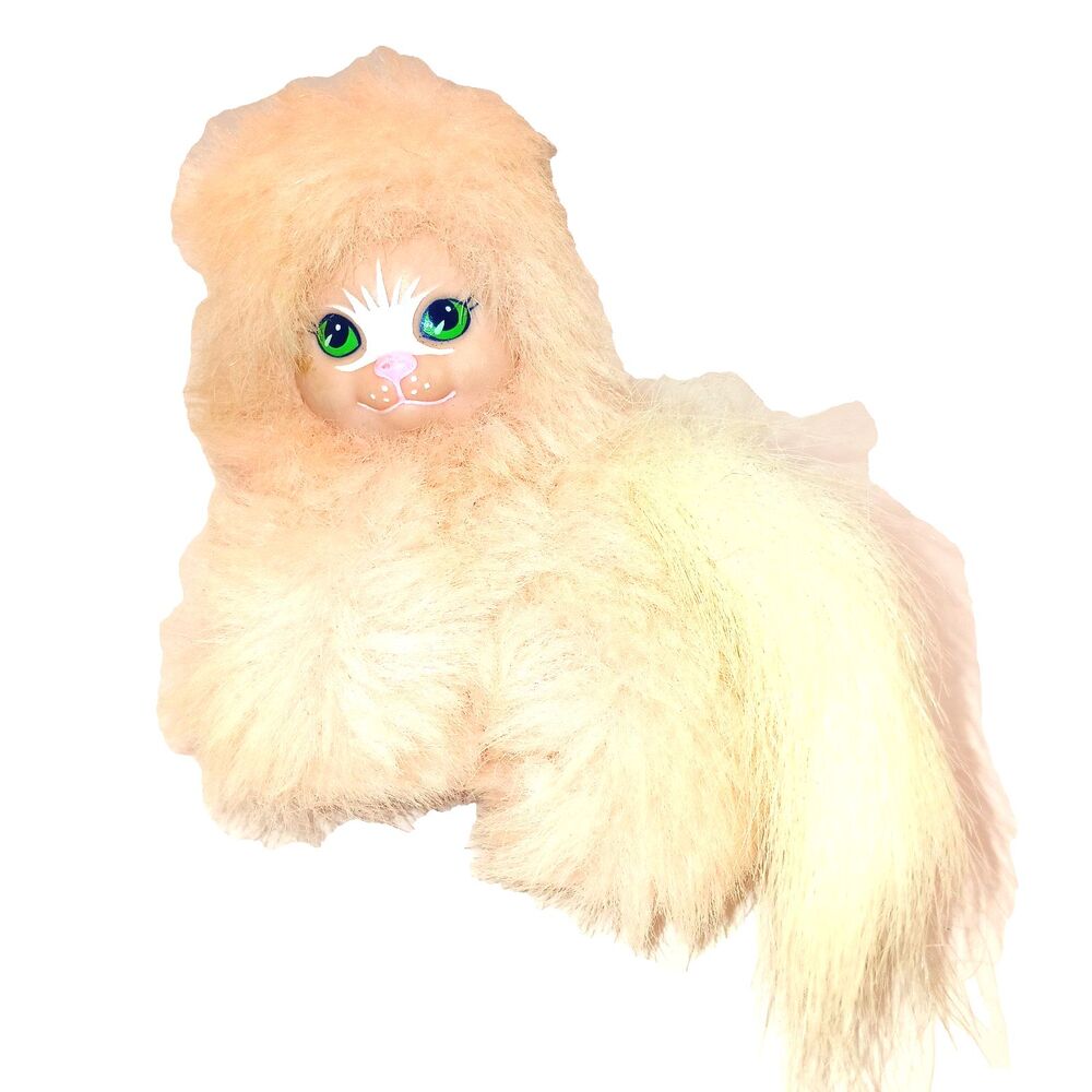 Vintage 1992 Barbie Mattel Tag Along Tiffy Pet Fluffy Kitty Cat Pink On Wheels
